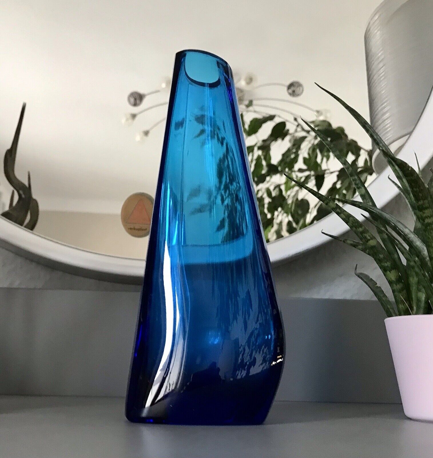 Murano ? Vintage 60er Glasvase Vase Blau  Kristallglas Edel Schwangere Elke