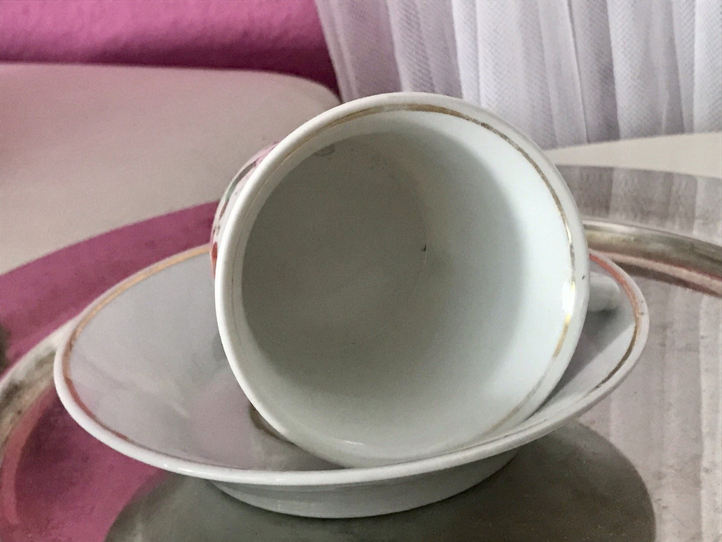 Antik Porzellan Andenken Becher Gedeck Sammeltasse Tasse Schriftzug KPM