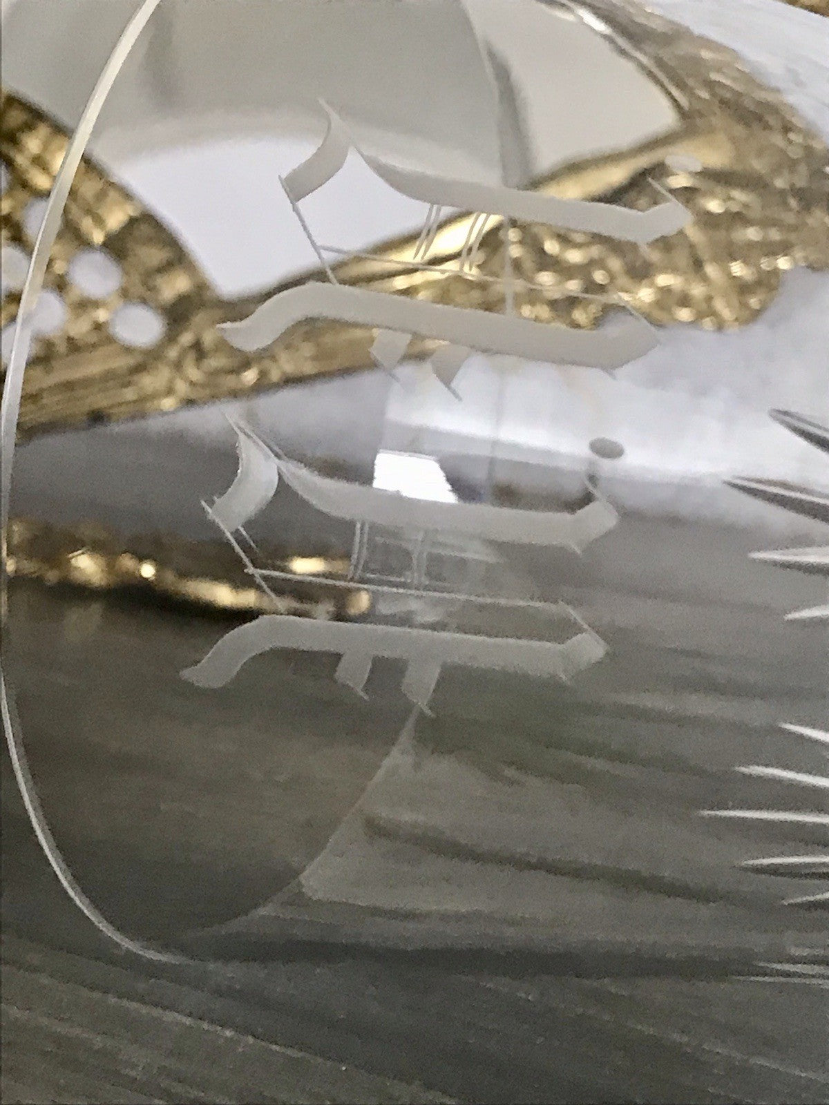 Antik Adenken Glas Pokalglas Kelch Pokalkelch Luftblasen Monogramm Jugendstil