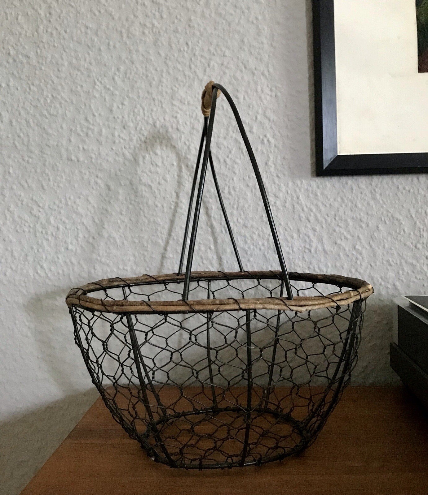 Alt Vintage 60er Korb Metallkorb  Weide schwarz&braun