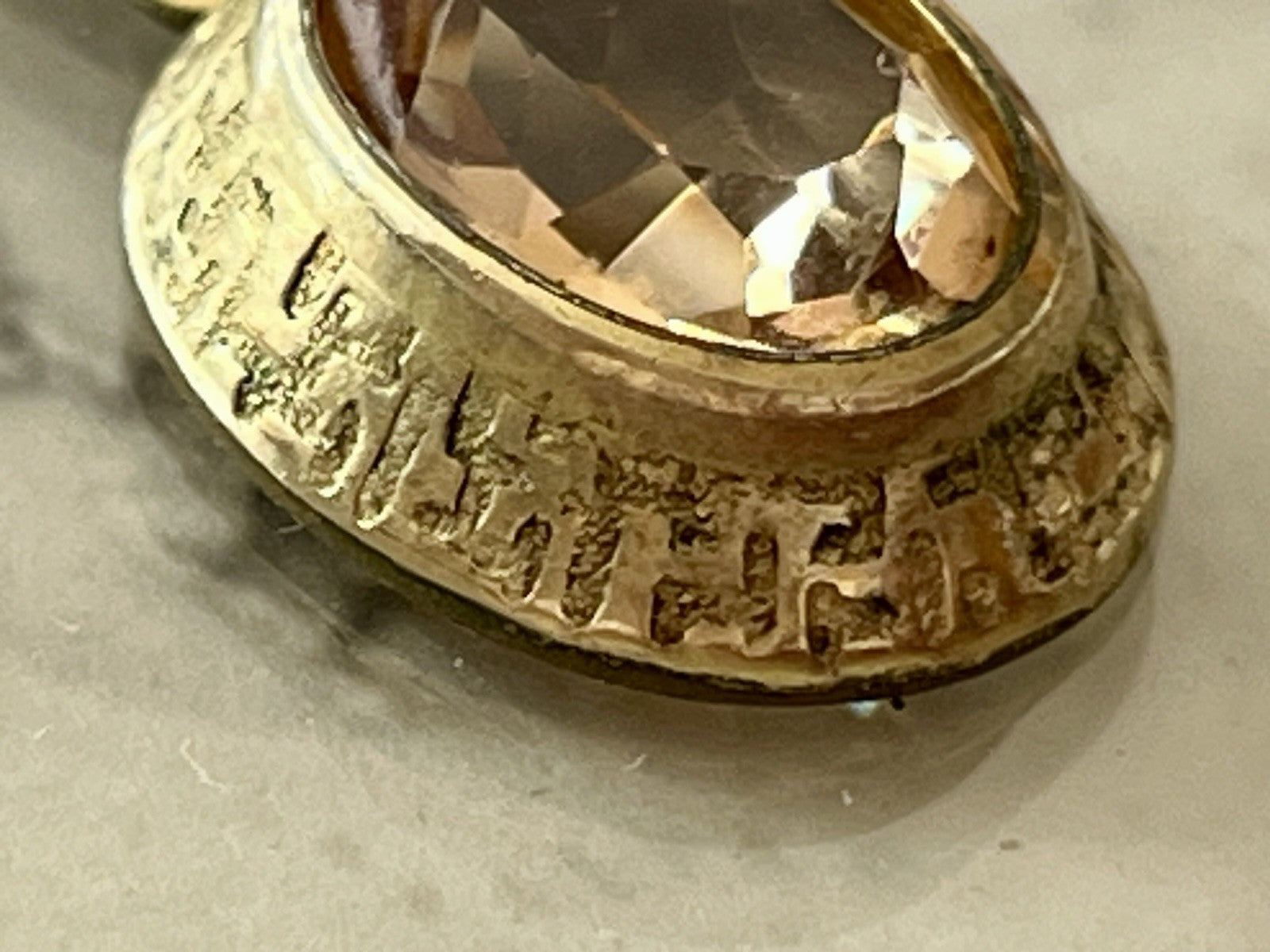 Vintage Halskette mit Änhänger Amerik. Doublè gold Rauchquarz? Sehr SCHÖN K&L