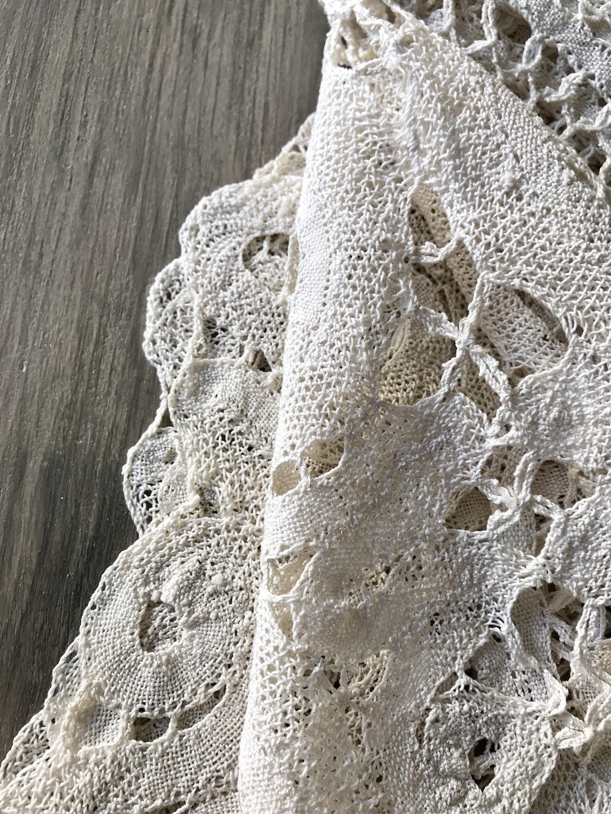 Antik Filetspitze Tischdecke beige Baumwolle Klöppel Spitze Landhaus Erscheinung