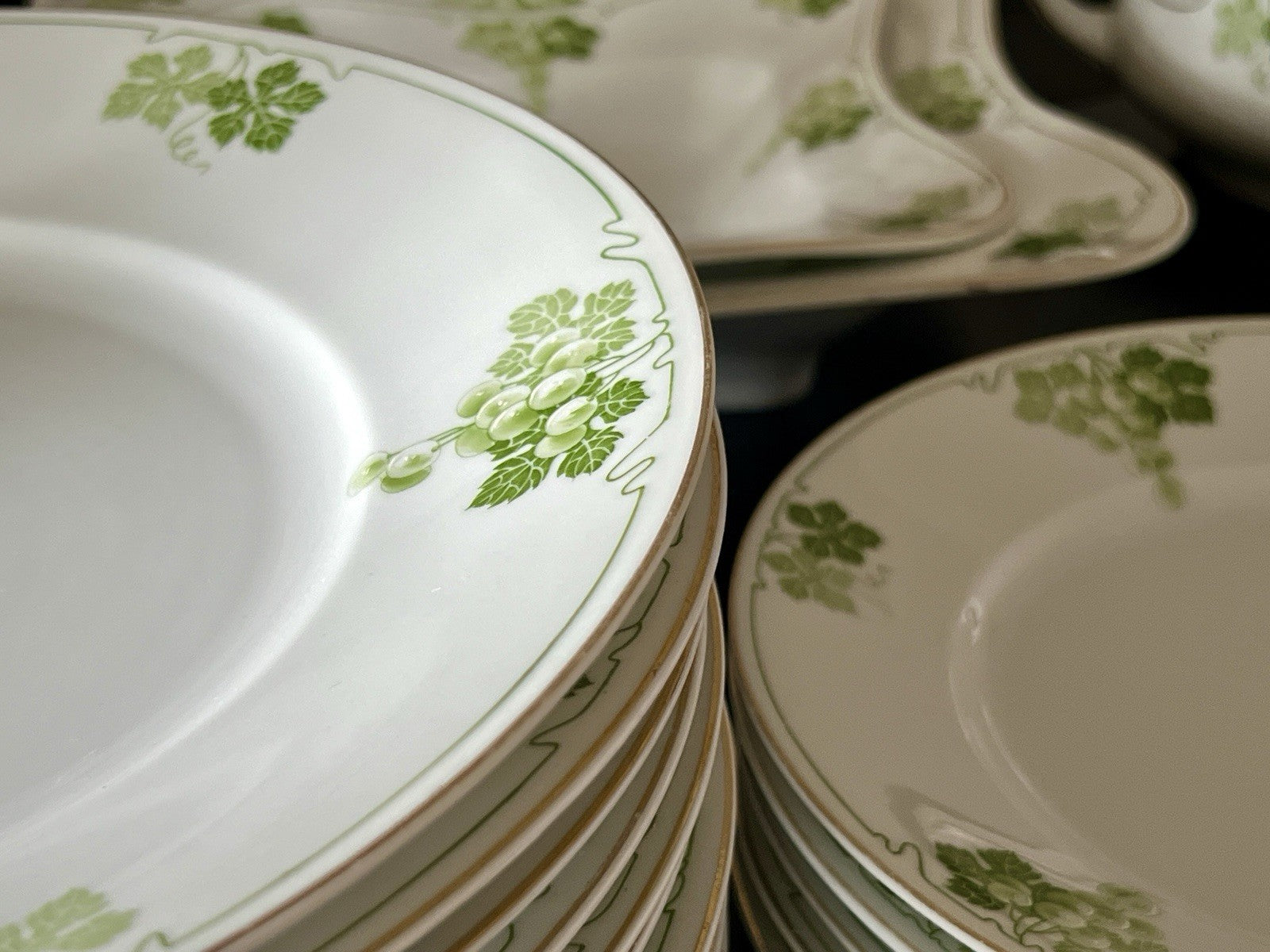Antik Jugendstil Porzellan Tafelservice 11 Pers.- Kästner Saxonia Weinranken
