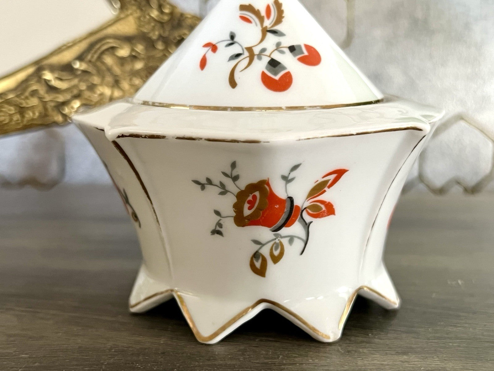 Antik Art Déco Porzellan Dose Deckeldose Schatulle Bonboniere Volkstedt Thüringe