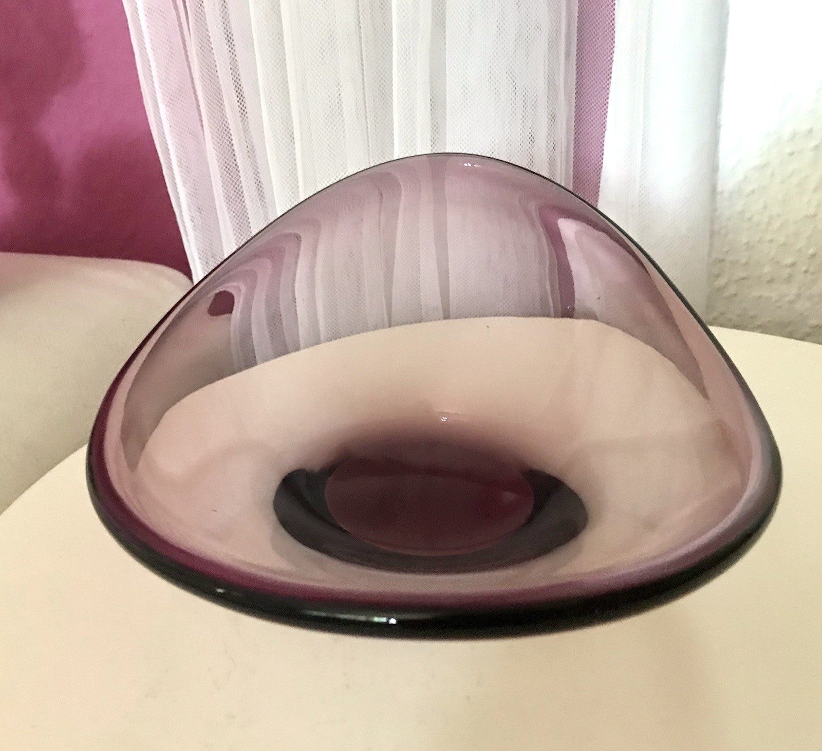 Murano Vintage Design Schale Glas beere aubergine Überfangglas