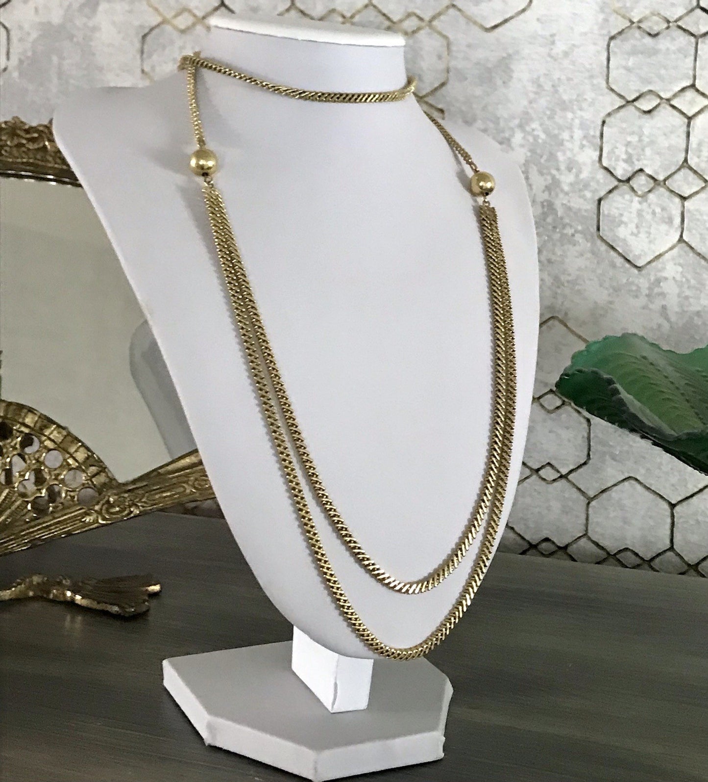 Vintage lange Halskette Amerik. Doublè gold Massiv Sehr SCHÖN Andreas Daub