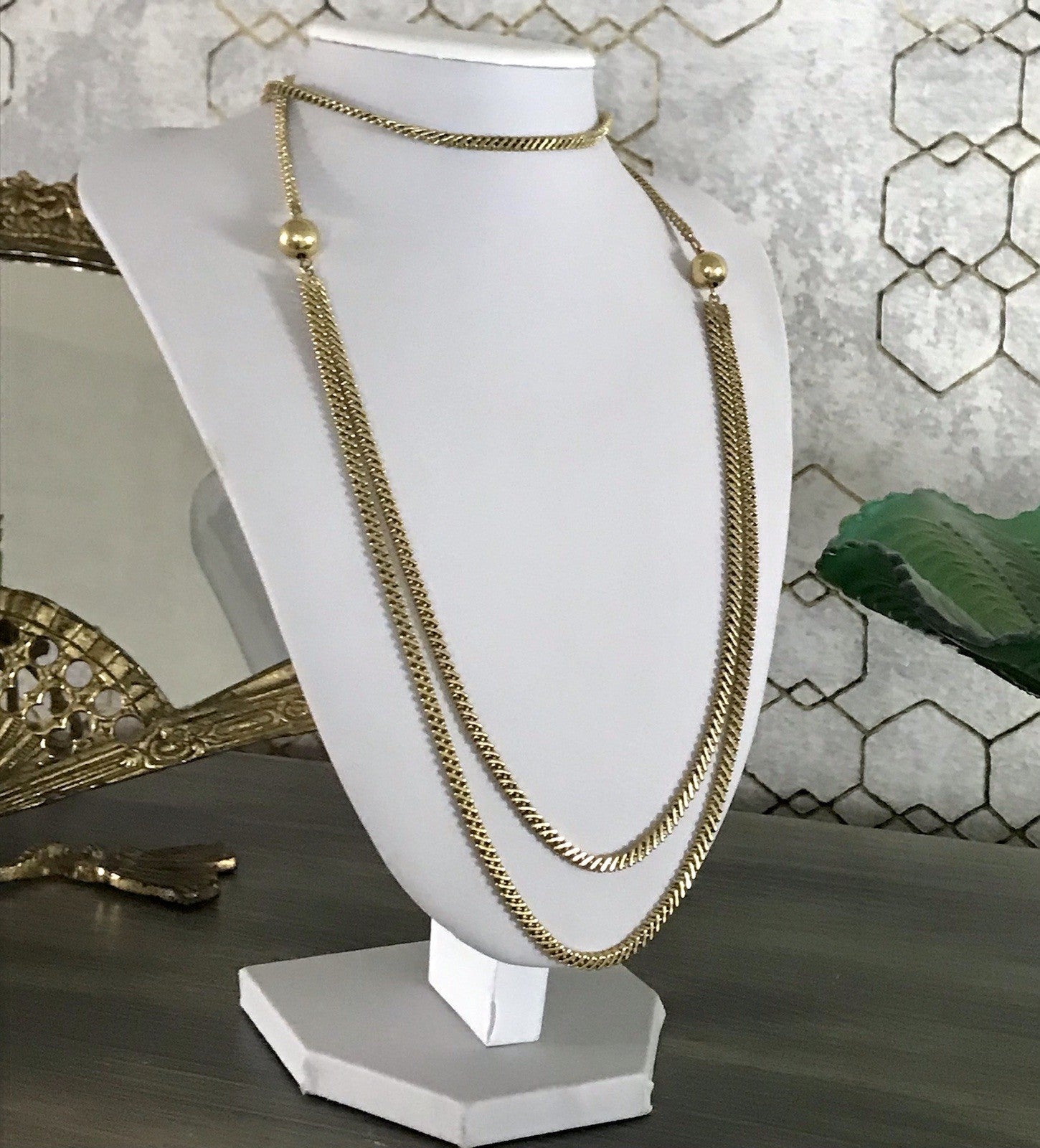 Vintage lange Halskette Amerik. Doublè gold Massiv Sehr SCHÖN Andreas Daub