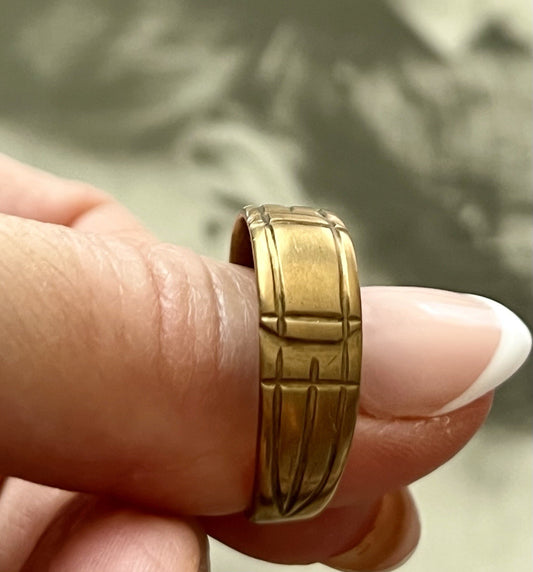 Antik? Vintage Art Déco Herren RING Siegelring Messing?  ~Gr.65/66