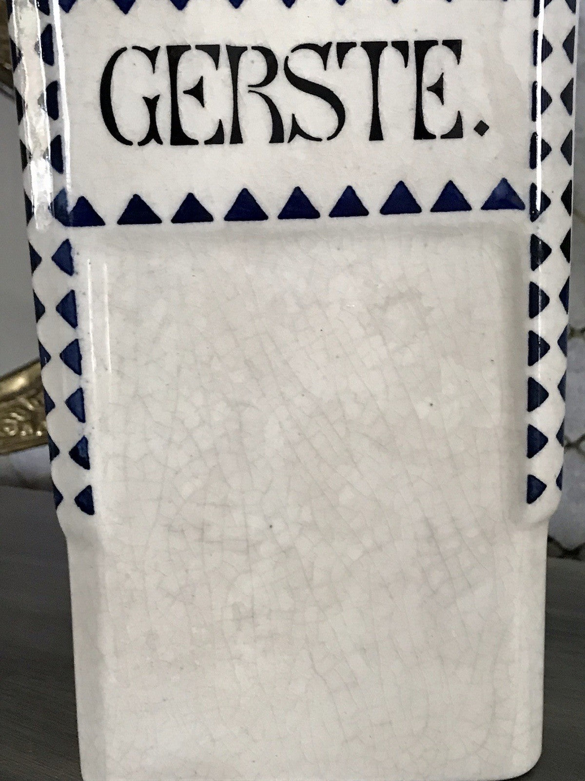 Antik Jugendstil Vorratsgefäß Gerste Gefäß Vorratsdose Porzellan creme blau