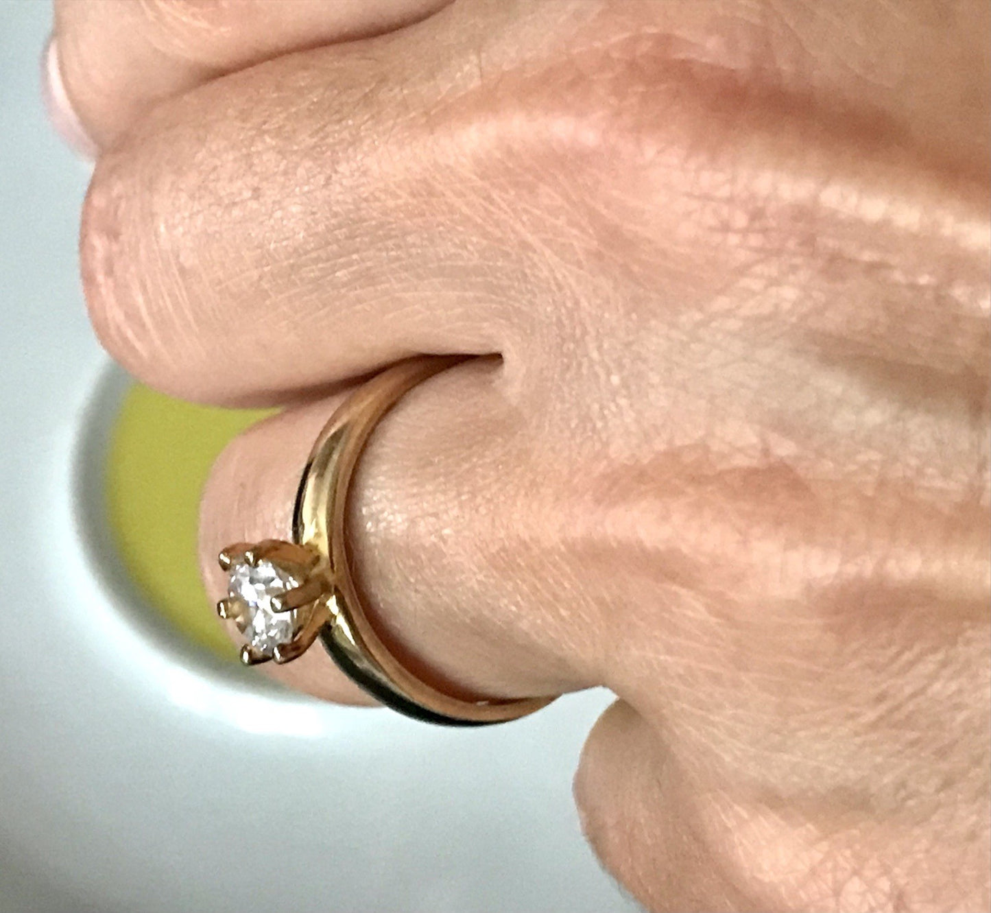 Vintage alt Damen Ring Silber 925 Gr.60 farbloser Stein Solitär 19,1 vergoldet