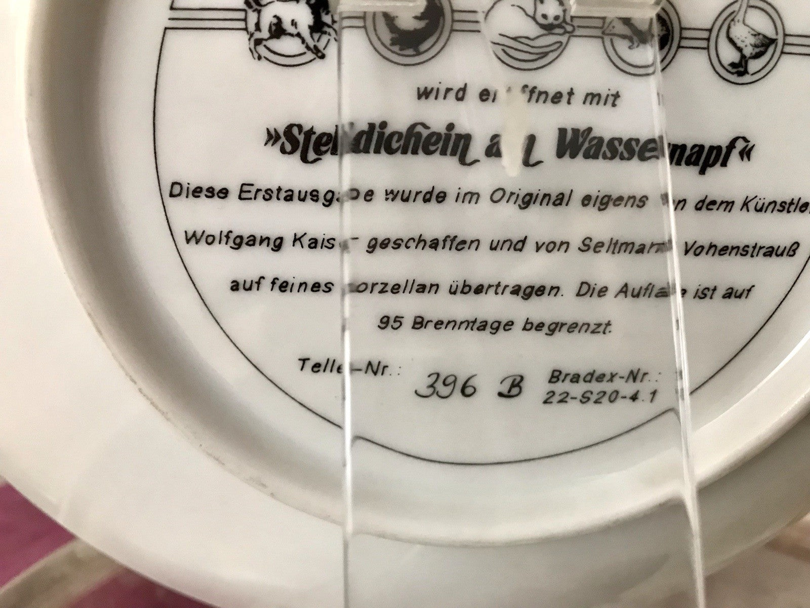 Porzellan Wandteller Zierschale Teller Seltmann Heitere Tiergeschichten 1991