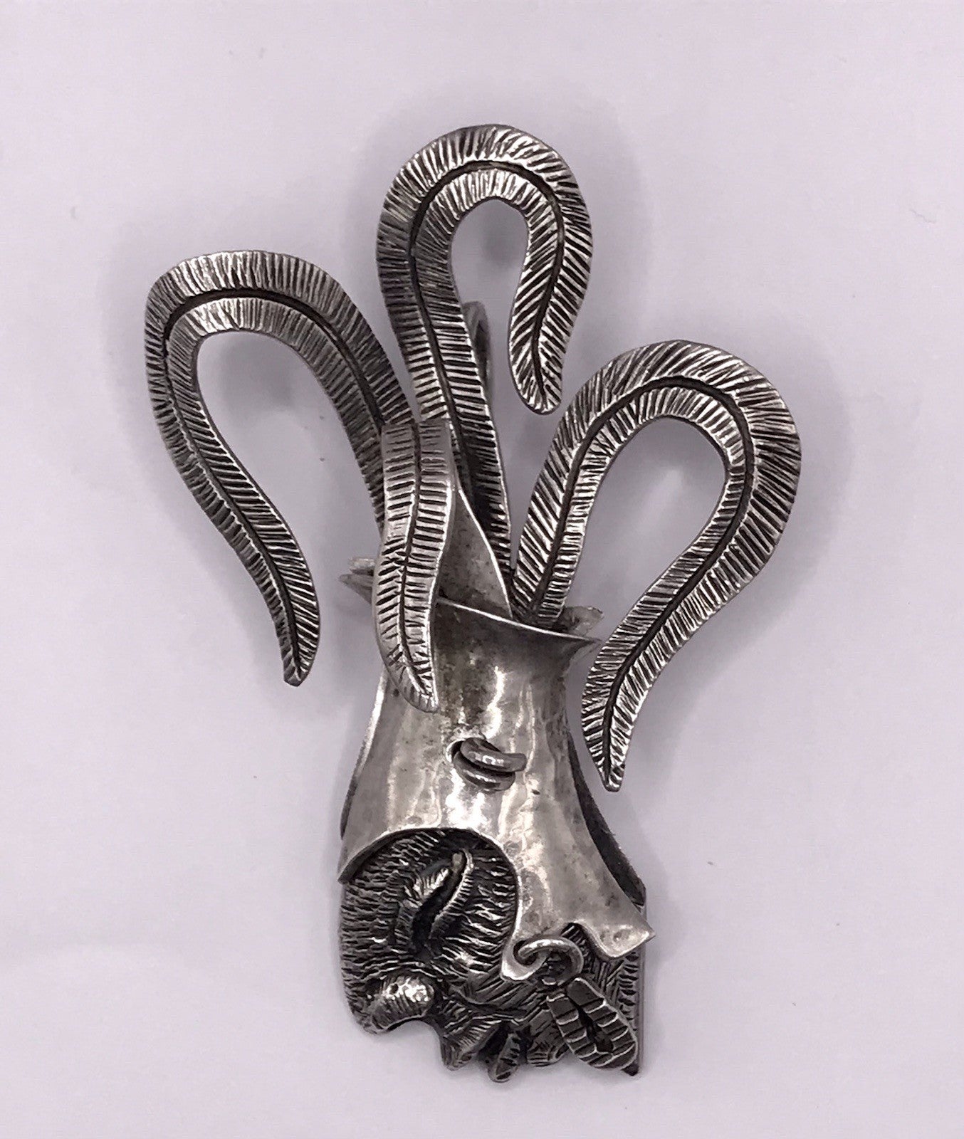 Vintage Azteken Kopf Ethno Maya Anhänger Kettenanhänger Silber
