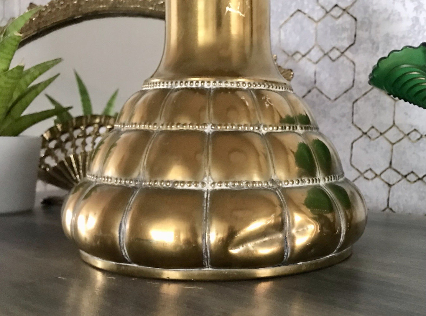 Antik WMF Straußenmarke Jugendstil Art Déco Messing Vase Relief