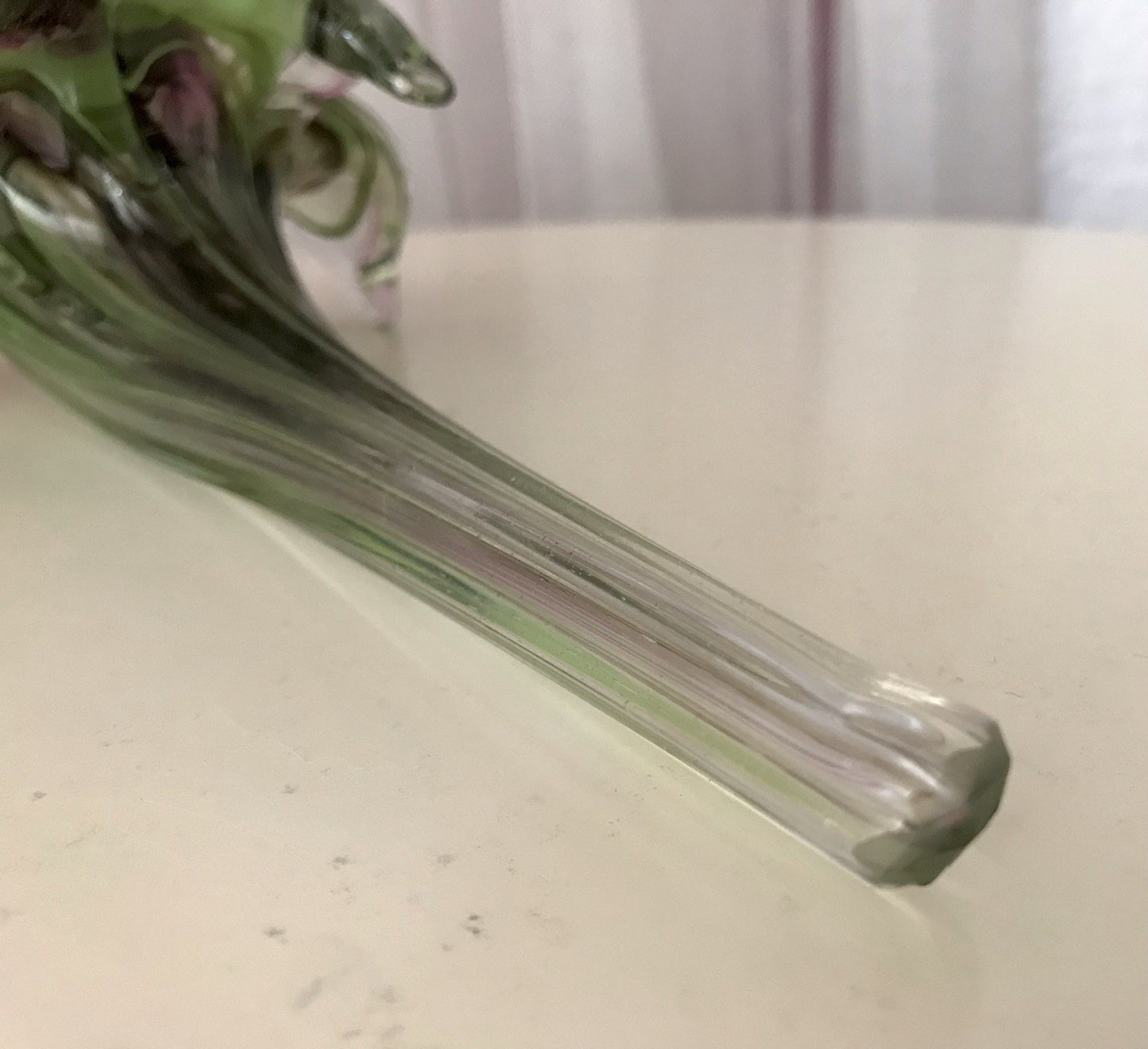 Vintage Murano ? 60er Jahre liegende Glasvase Vase Tischvase grün