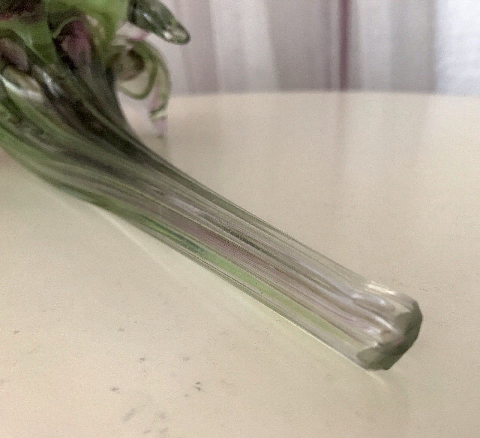 Vintage Murano ? 60er Jahre liegende Glasvase Vase Tischvase grün
