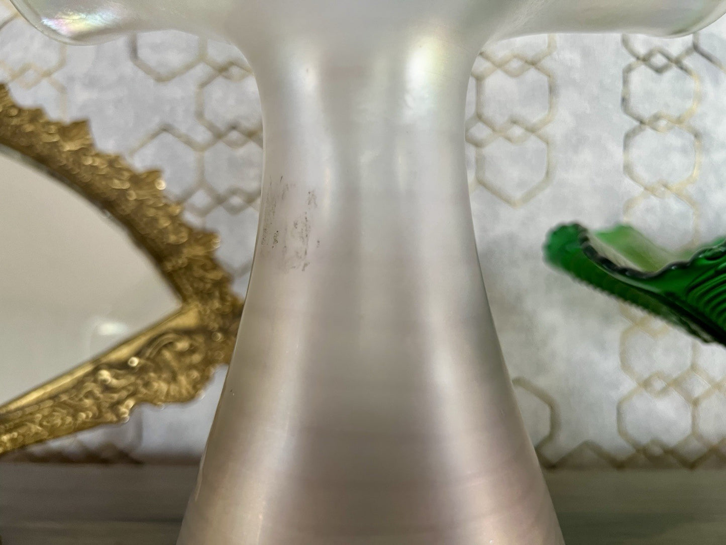 Vintage Glasvase Glaskunst Vase edel Glashütte Eisch ? irisierend schillernd