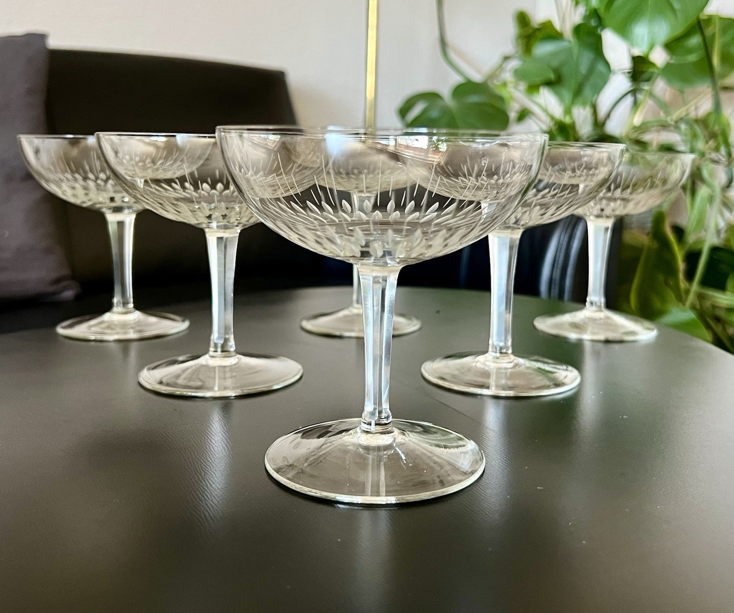 Vintage 60er  4 Champagnerschalen Sektschalen Kristallglas