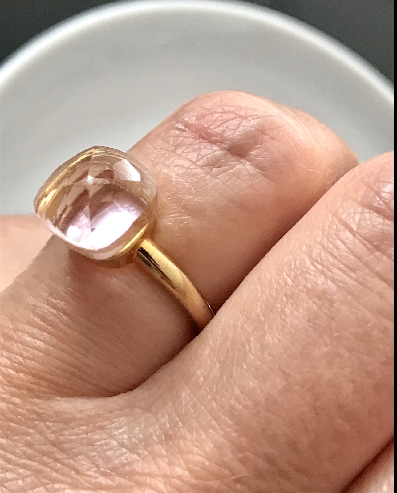 Vintage alt Damen Ring rosa Stein Silber 925 Gr.54 Rubbelit? vergoldet