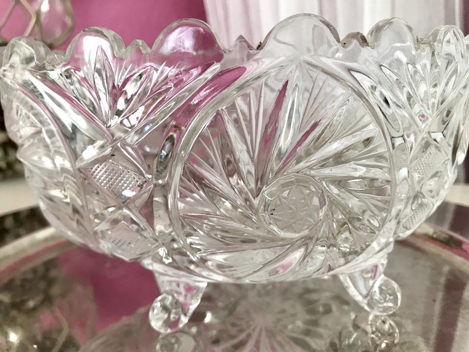 Alt Vintage Bleikristall Bonboniere Schale Glas edel Kristallglas PRL Polen