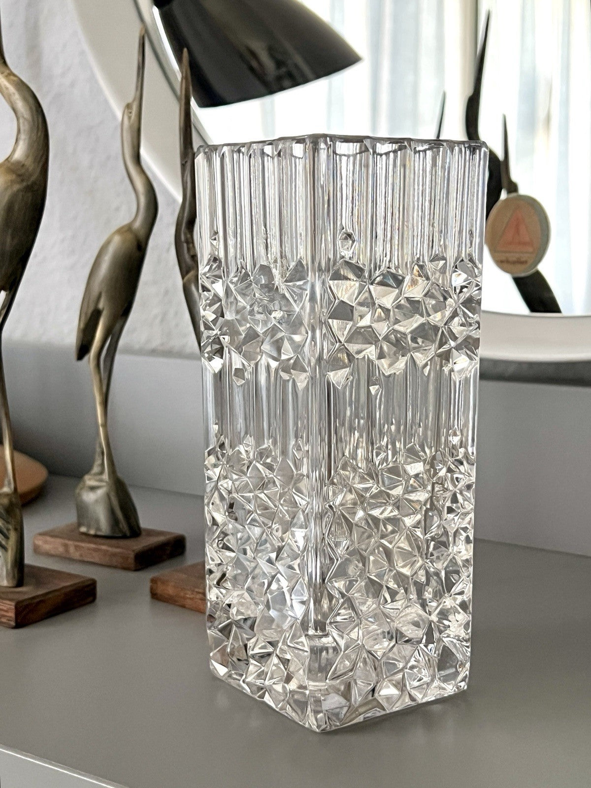 Vintage MCM Vase Blockvase Glasvase Glas Bleikristall Kristallglas Nachtmann?