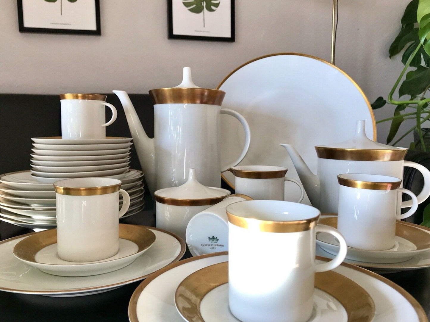 Vintage 60er Rosenthal Porzellan Kaffeeservice weiß gold Kurfürstendamm Studio
