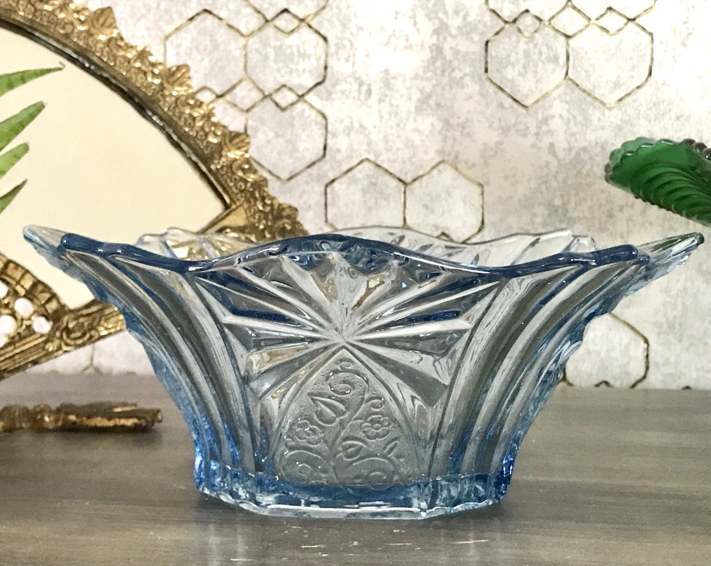 Antik Blau Art Déco Schale Pressglas Glasschale So Schön!
