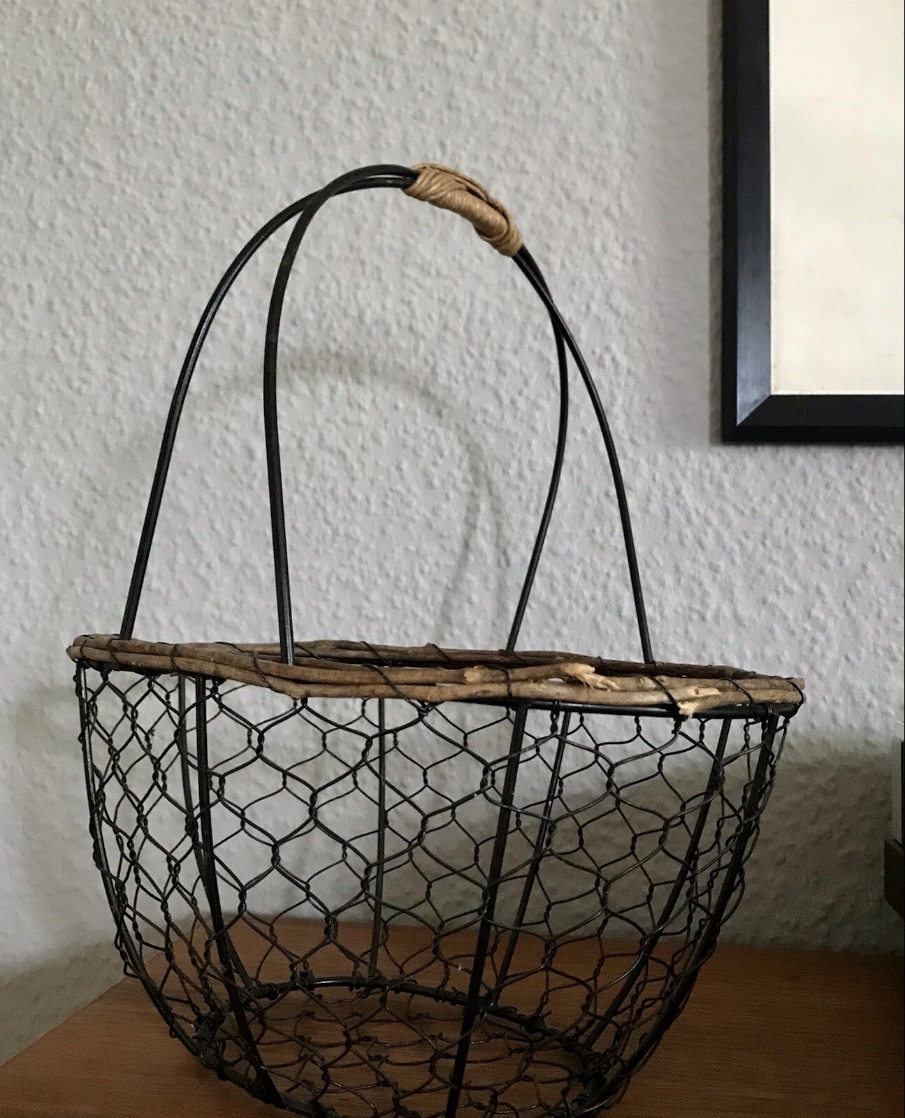 Alt Vintage 60er Korb Metallkorb  Weide schwarz&braun