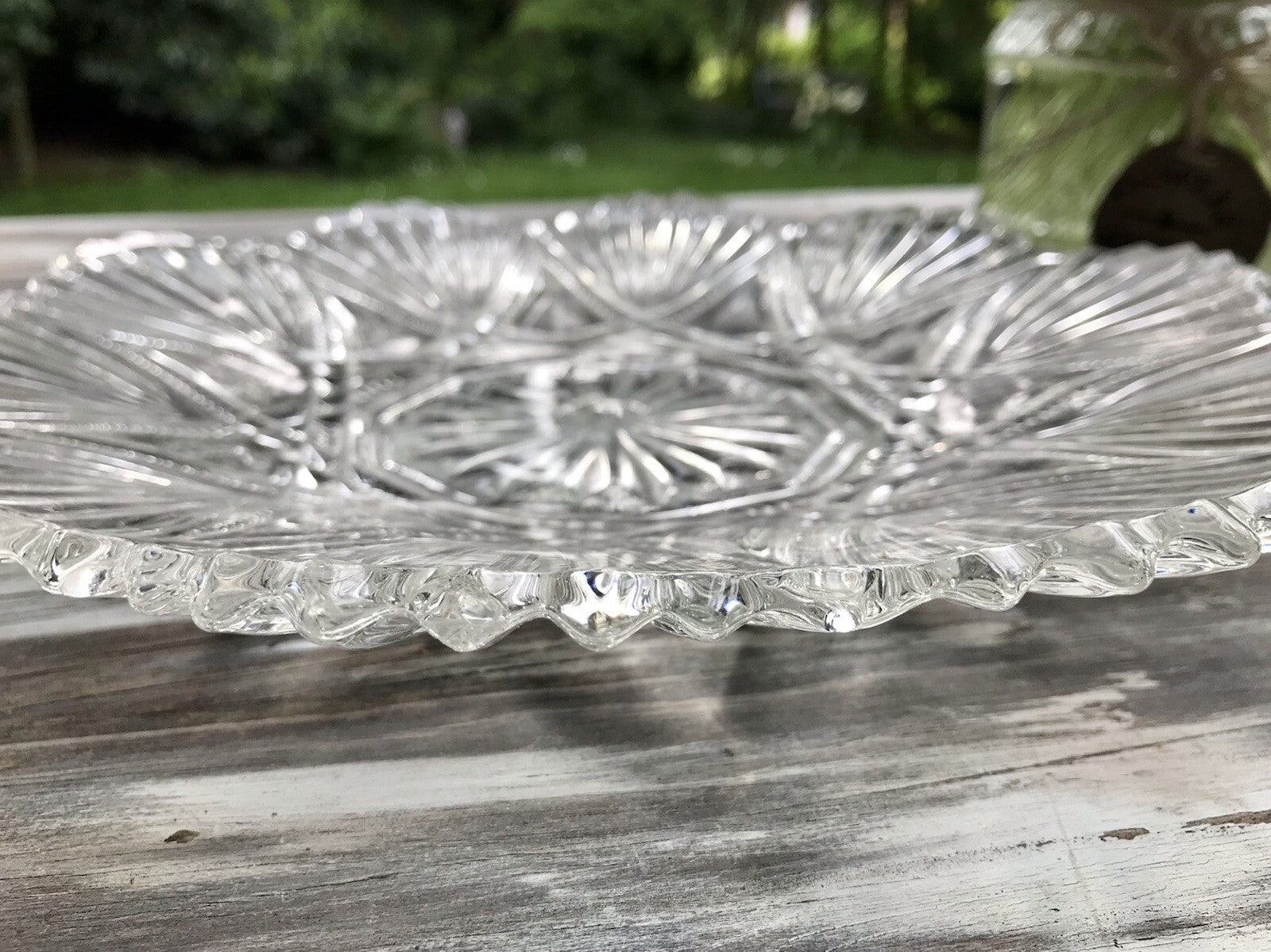 Antik  Jugendstil Pressglas Teller Antik Glas flache Schale Kuchenteller (1 St.)