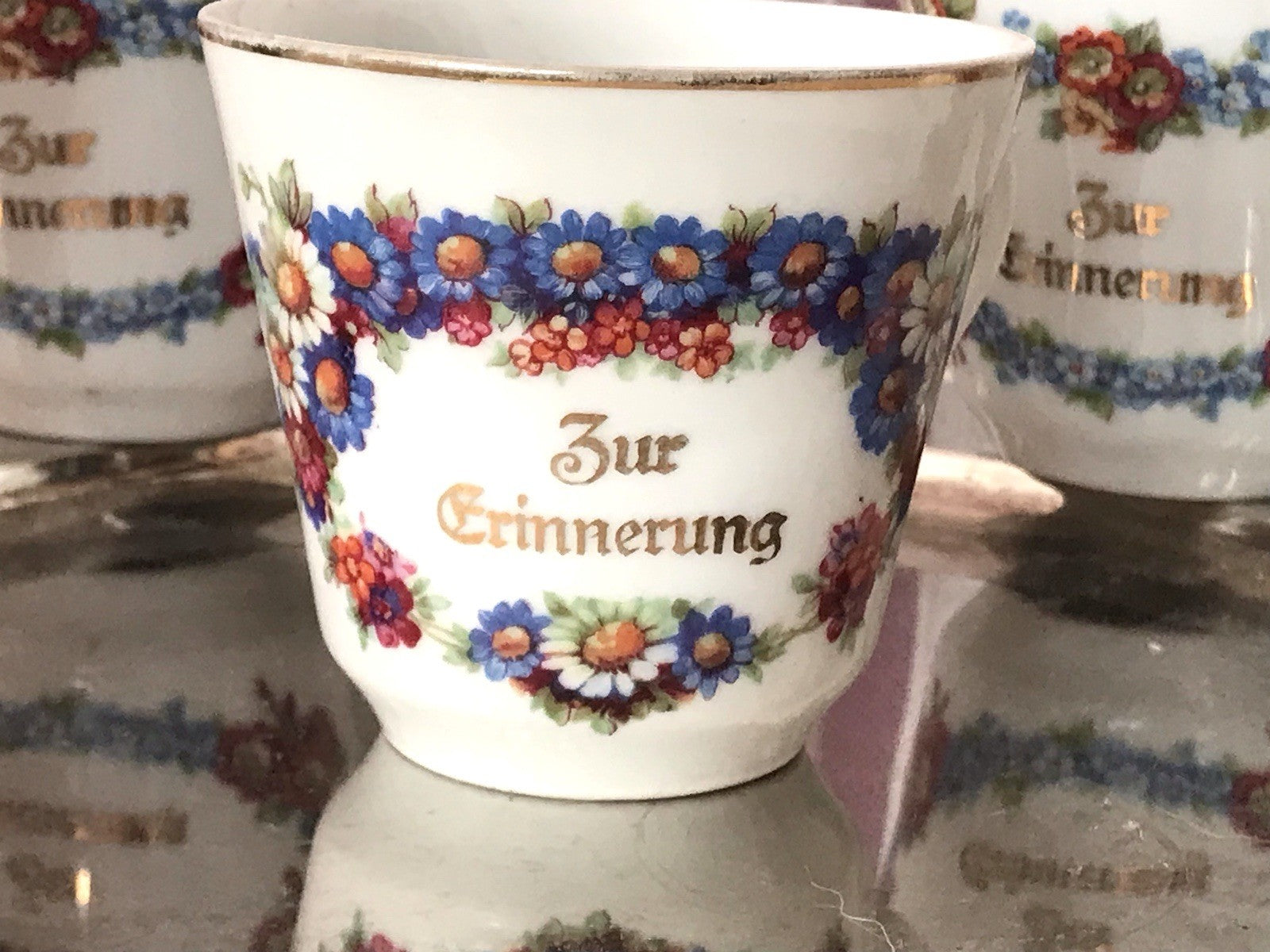 Antik Art Déco Porzellan 5x Kaffeetasse Tasse Reinecke Zur Erinnerung