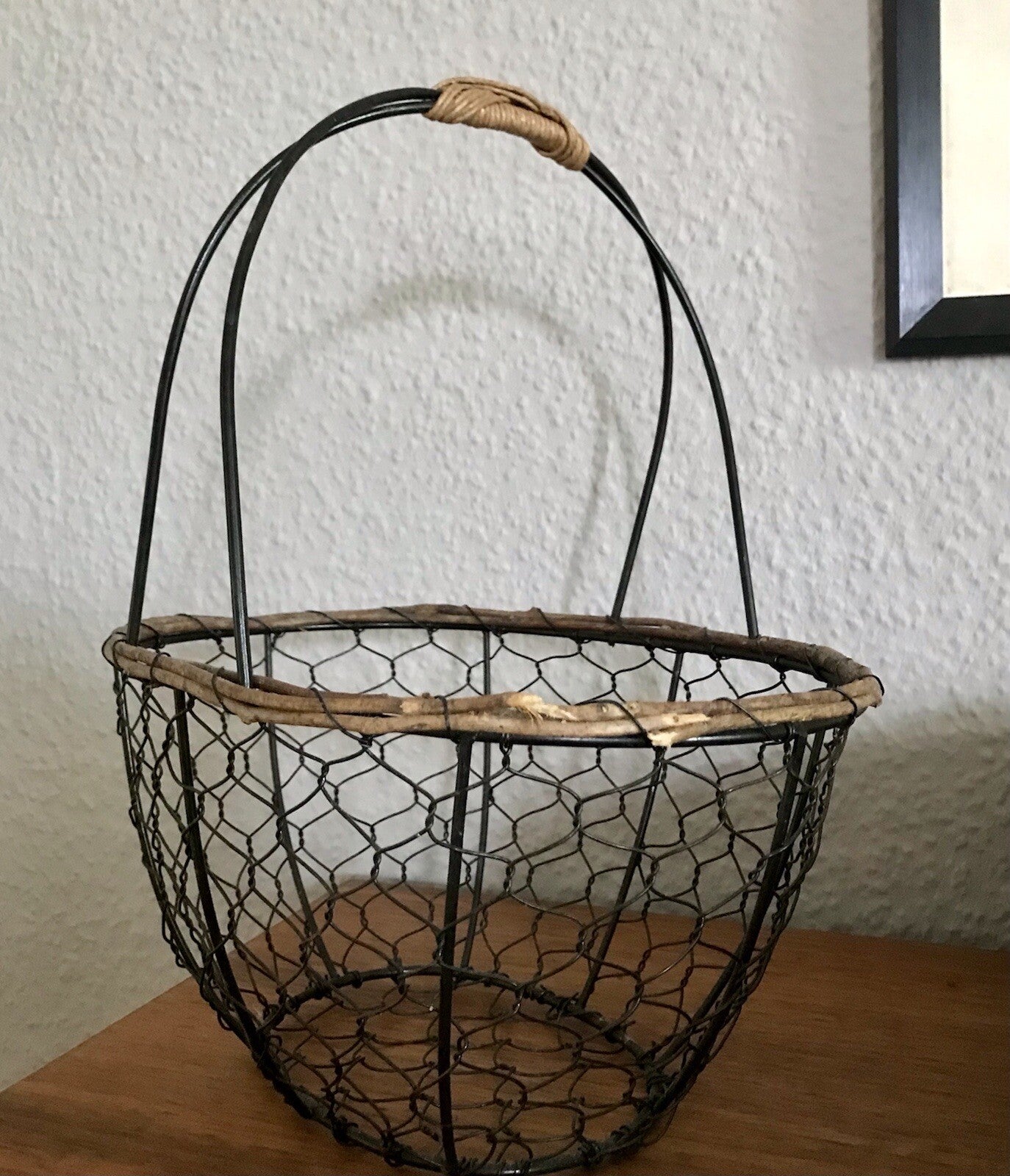 Alt Vintage 60er Korb Metallkorb  Weide schwarz&braun
