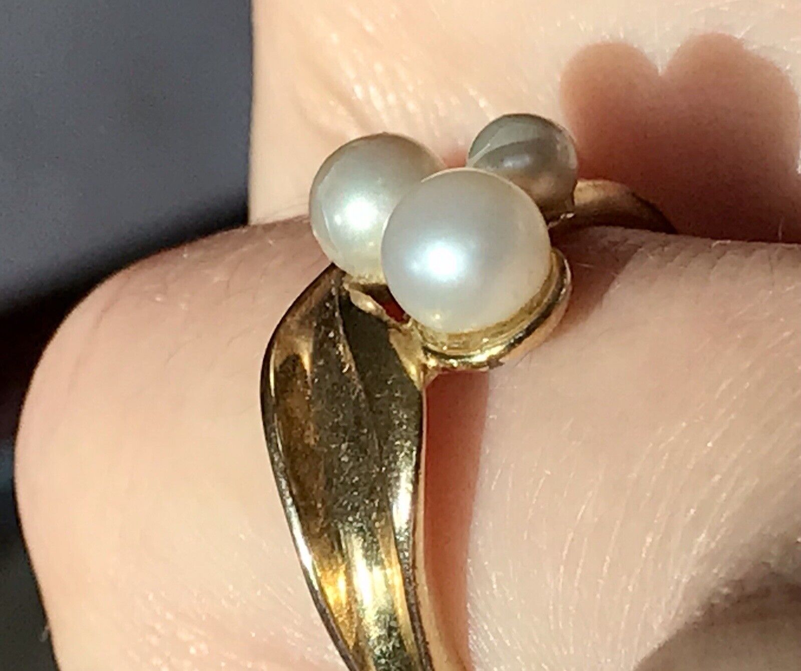 Majorica Edel DAMEN RING Perlen Gr.56 57 vergoldet 925 Silber