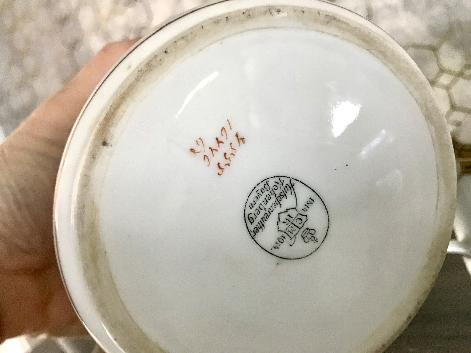 Antik 1914 Porzellan Kernstück Zuckerdose Kanne Sahnegießer Hutschenreuther