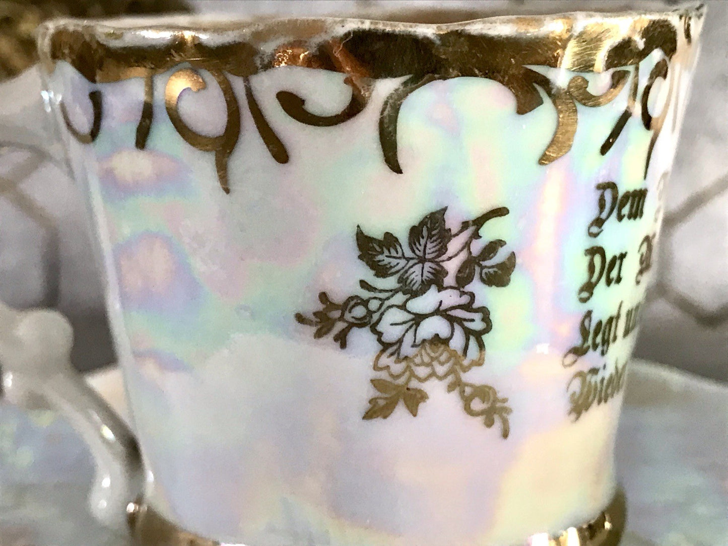 Antik Porzellan Andenken Becher Gedeck Sammeltasse Tasse Geburtstag Kind