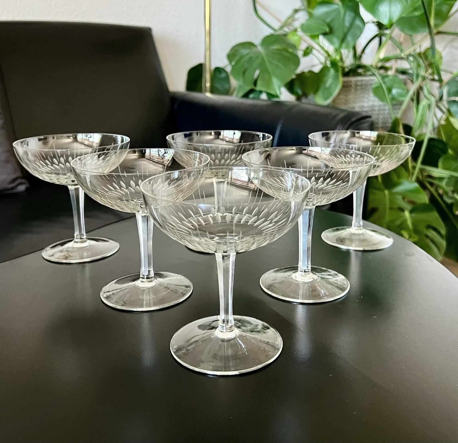 Vintage 60er  4 Champagnerschalen Sektschalen Kristallglas