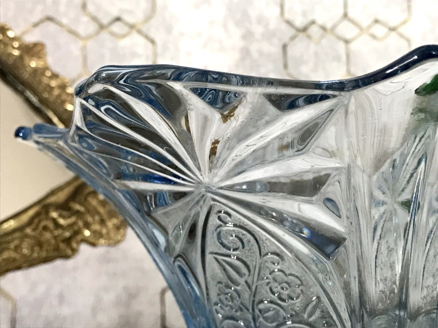 Antik Blau Art Déco Schale Pressglas Glasschale So Schön!