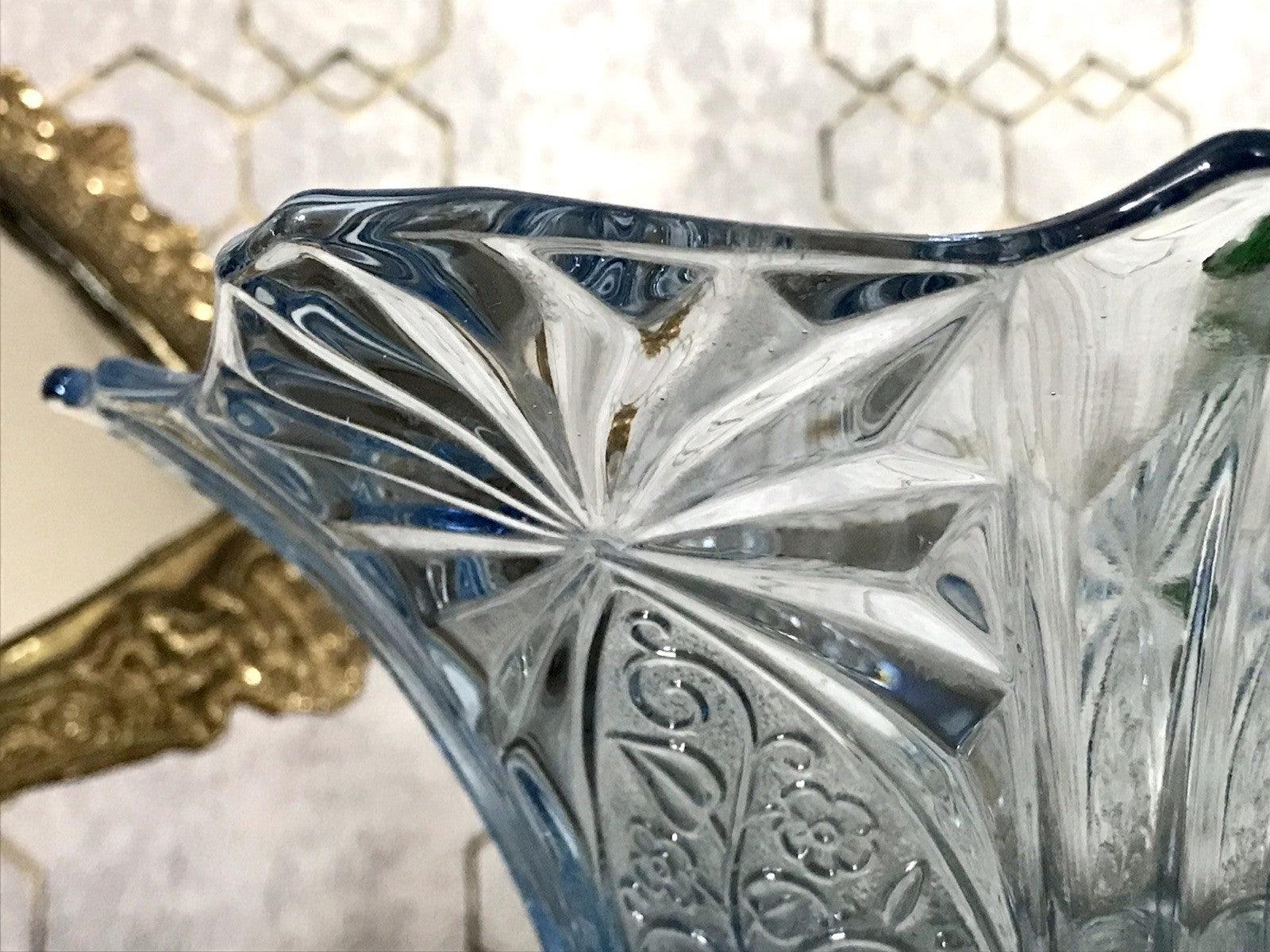 Antik Blau Art Déco Schale Pressglas Glasschale So Schön!