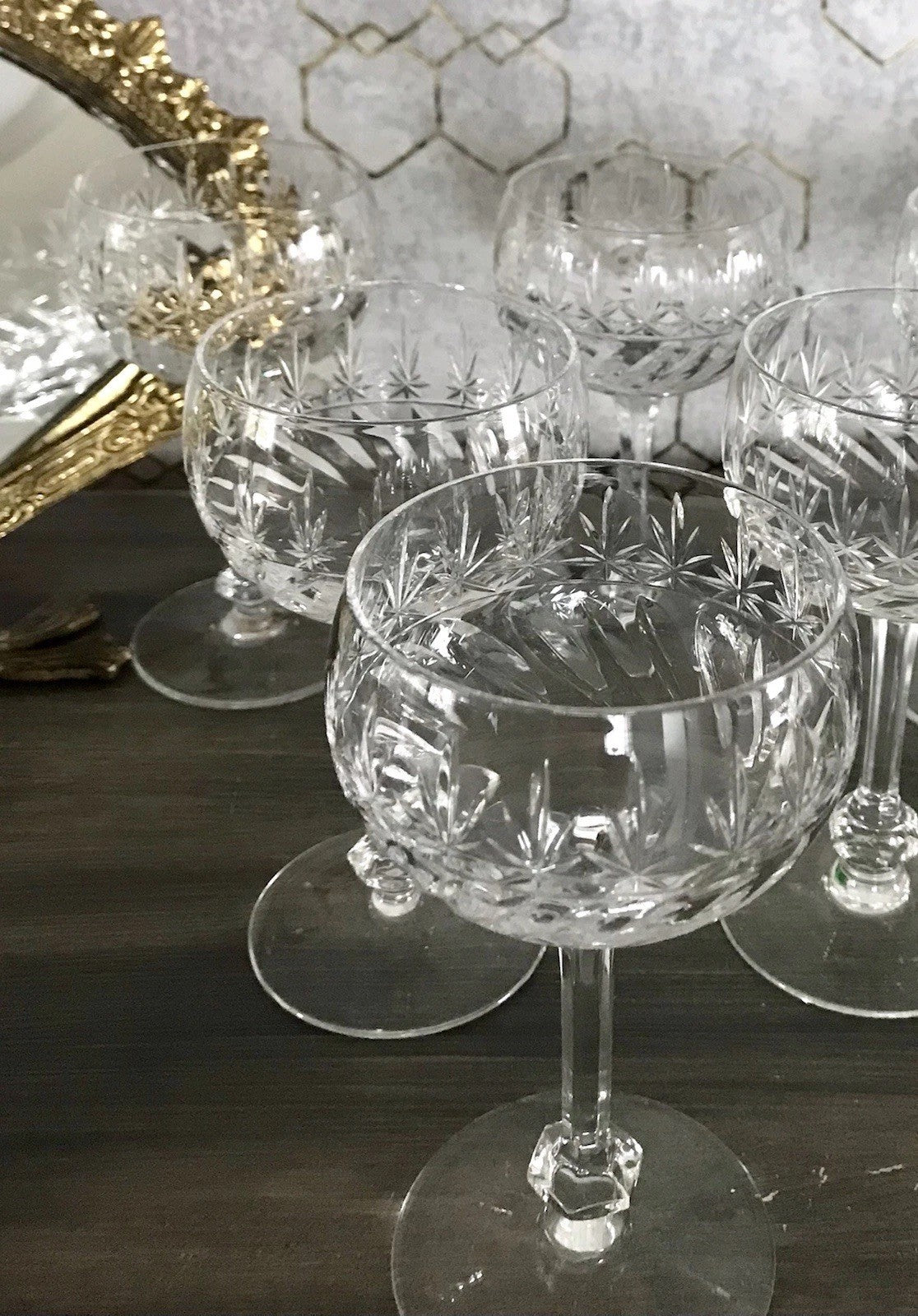 Antik Art Déco 5 Weingläser Gläser Schliff Kristallglas Edel Schön Treviris V&B