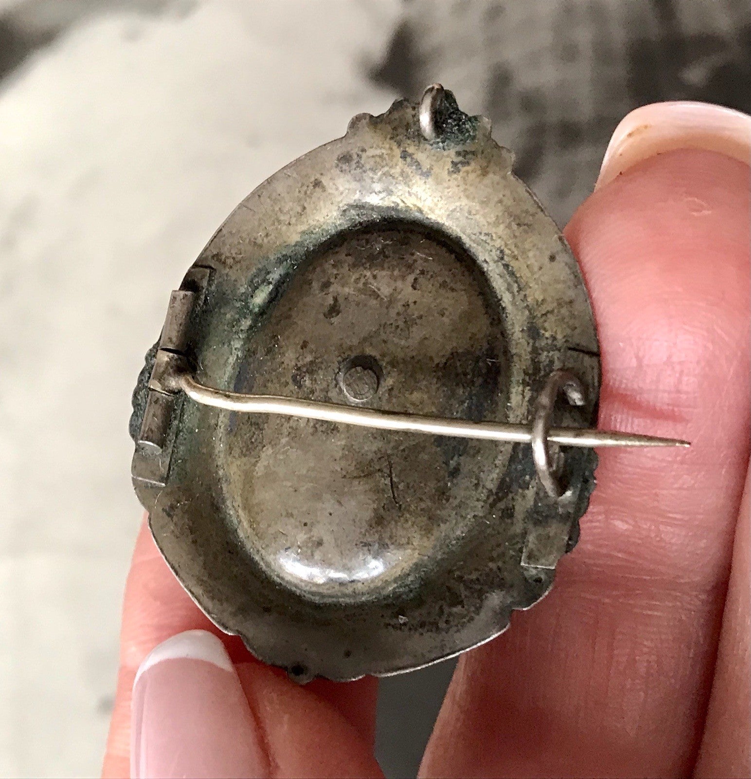 Antik Brosche Walzgold auf Silber gold Anhänger? Schaumgold Doublè Onyx