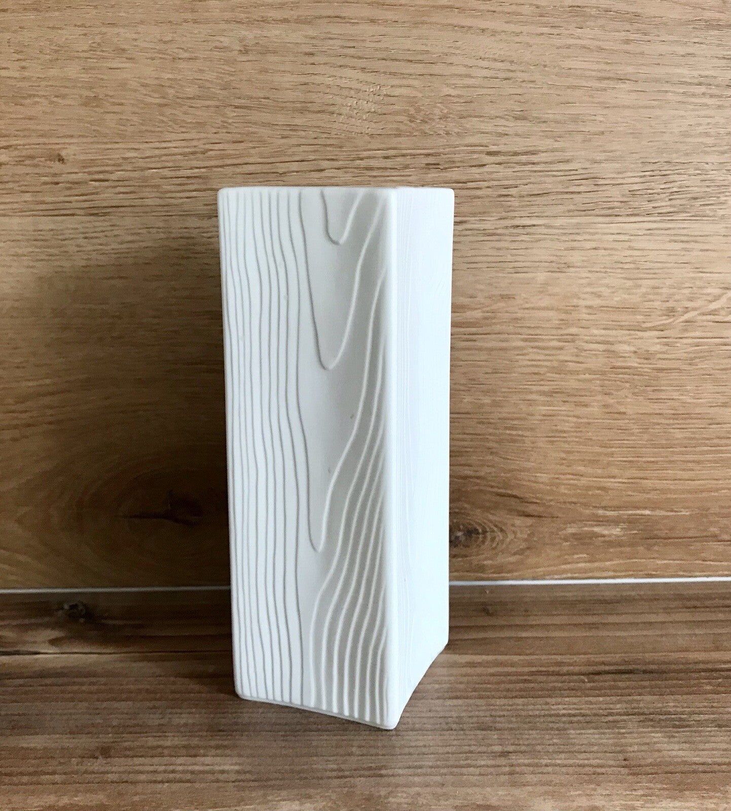 Vintage 60er Bisquit Porzellan Vase OpArt Seltmann Bavaria Holstruktur weiß