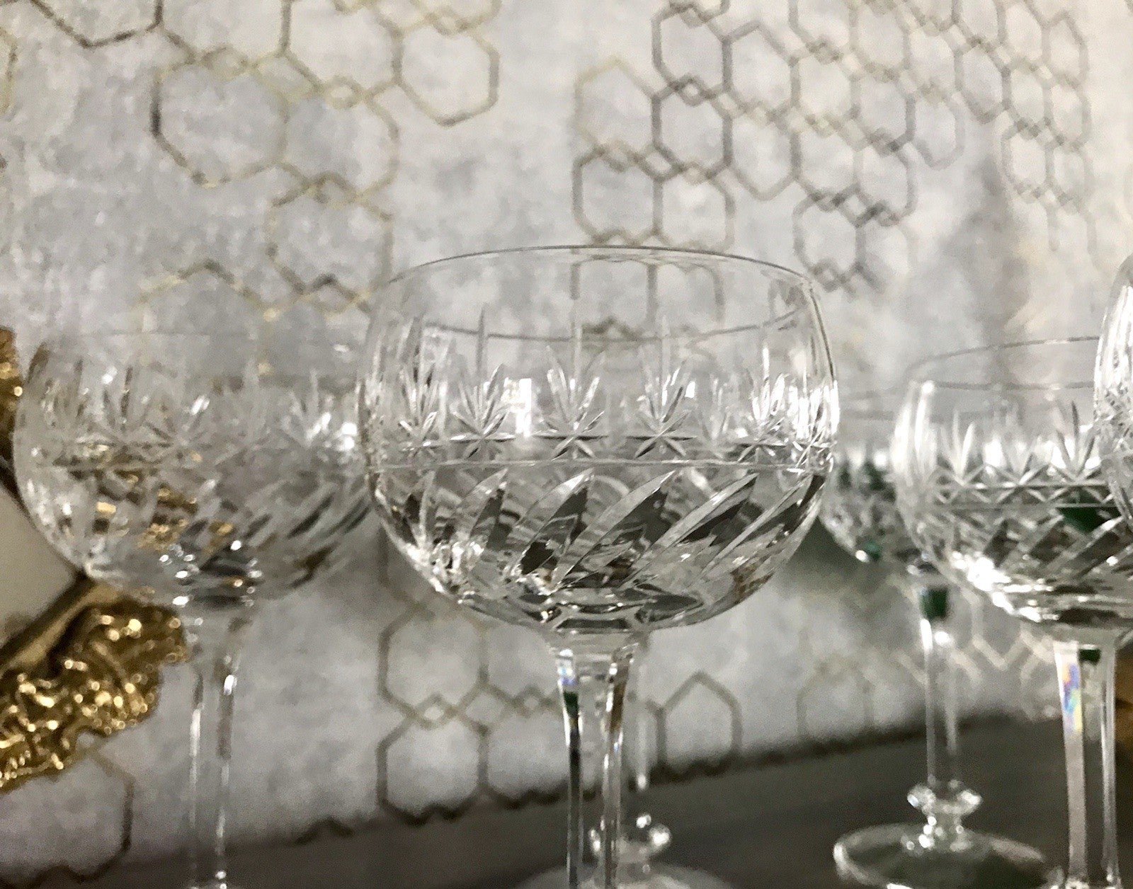 Antik Art Déco 5 Weingläser Gläser Schliff Kristallglas Edel Schön Treviris V&B