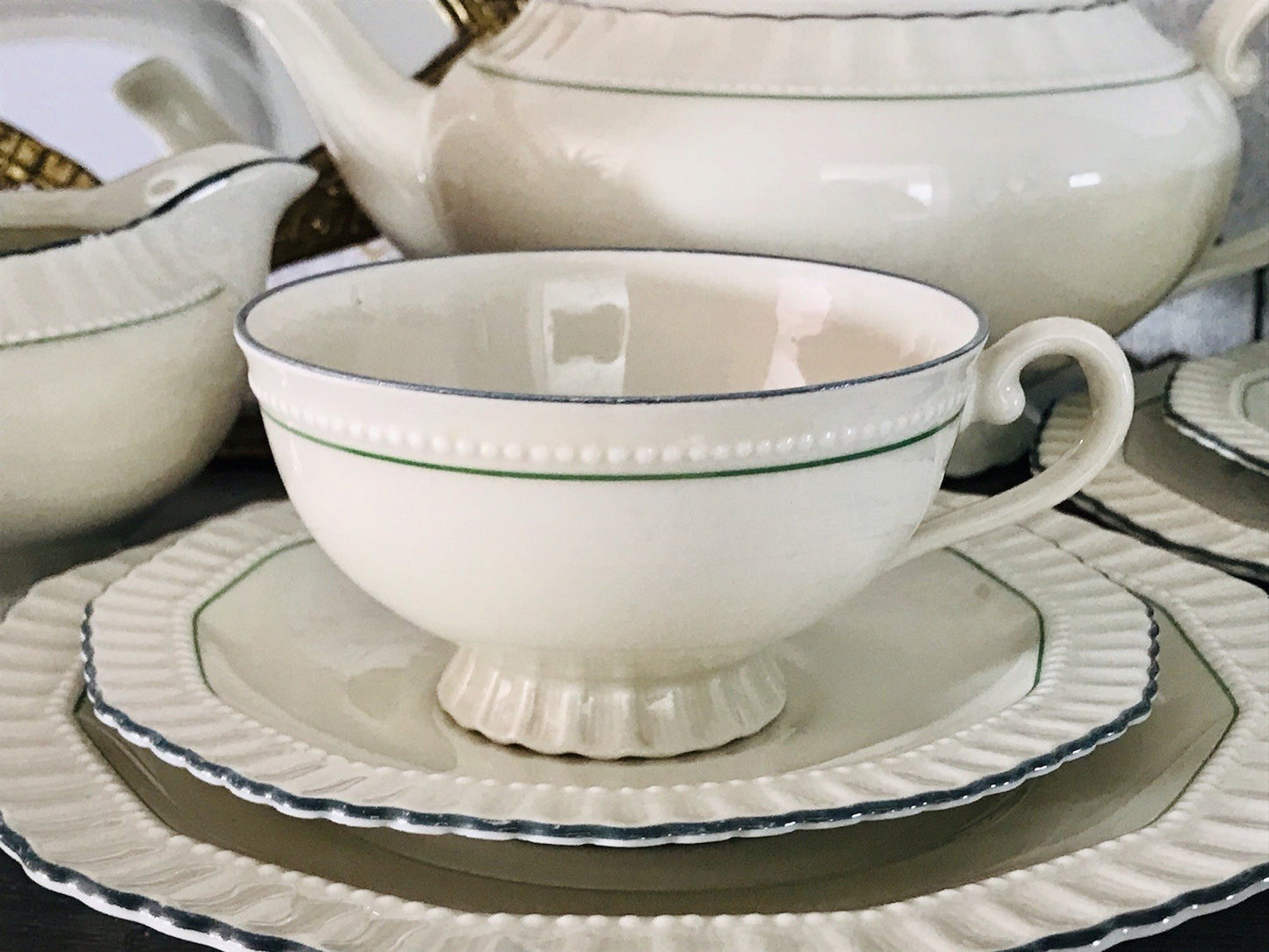 Antik Edel Art Déco Porzellan Kaffeeservice 8 Pers. SCHÖN Schlaggenwald Böhmen