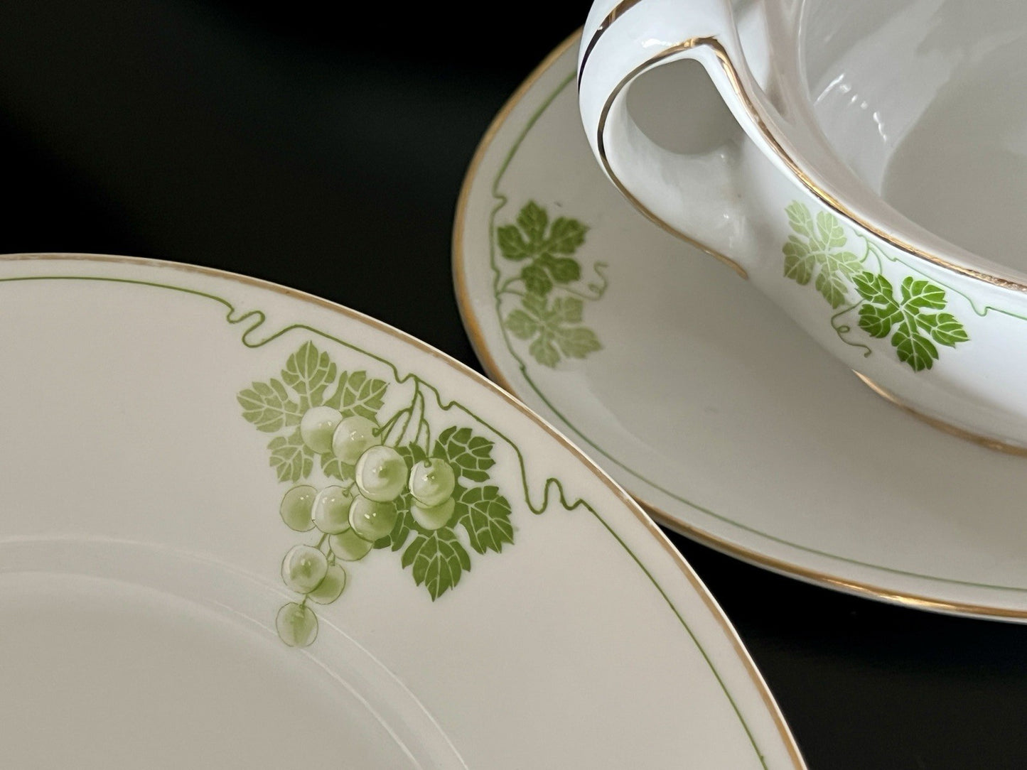 Antik Jugendstil Porzellan Tafelservice 11 Pers.- Kästner Saxonia Weinranken