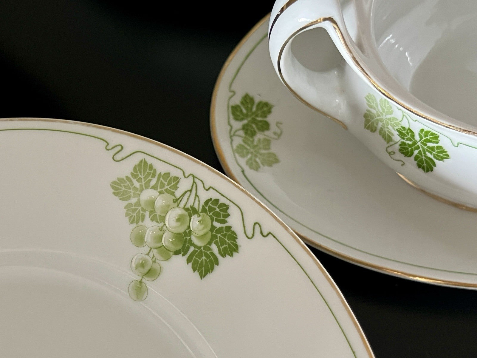 Antik Jugendstil Porzellan Tafelservice 11 Pers.- Kästner Saxonia Weinranken