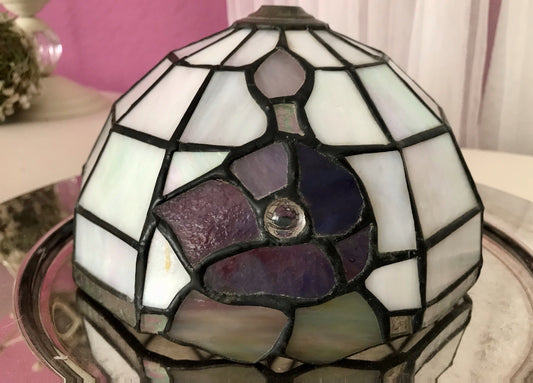Antik? alt Glasschirm Lampenschirm Tiffany-Technik irisierendes Glas 2 Blumen