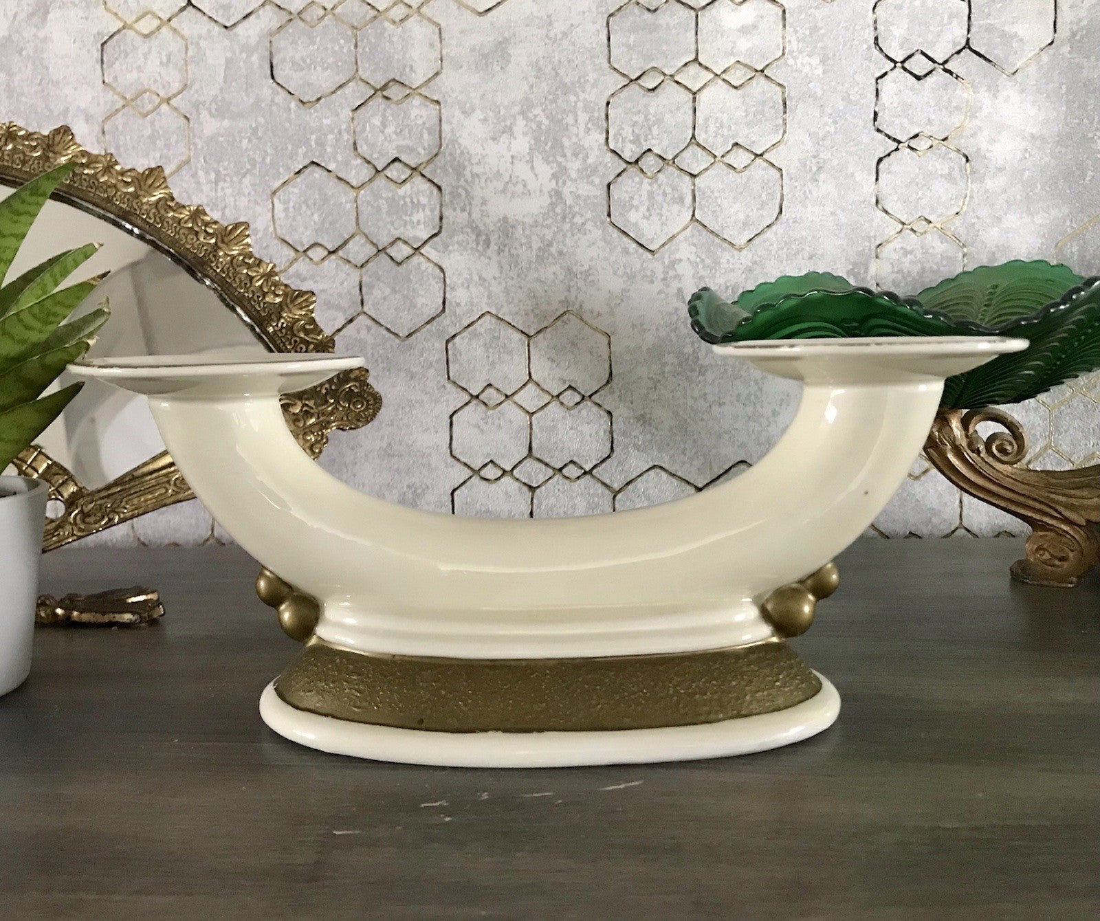 Antik Art Déco Porzellan Kerzenleuchter Neu-Tettau Edel Elfenbein