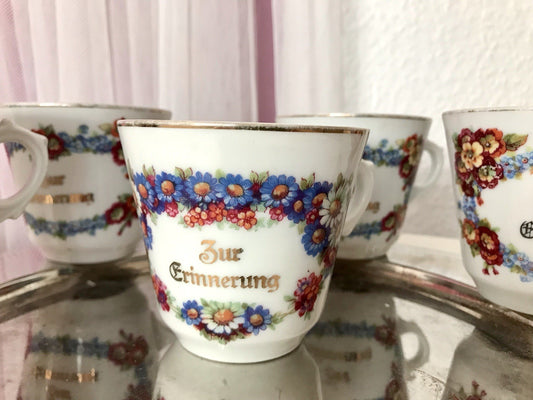 Antik Art Déco Porzellan 5x Kaffeetasse Tasse Reinecke Zur Erinnerung