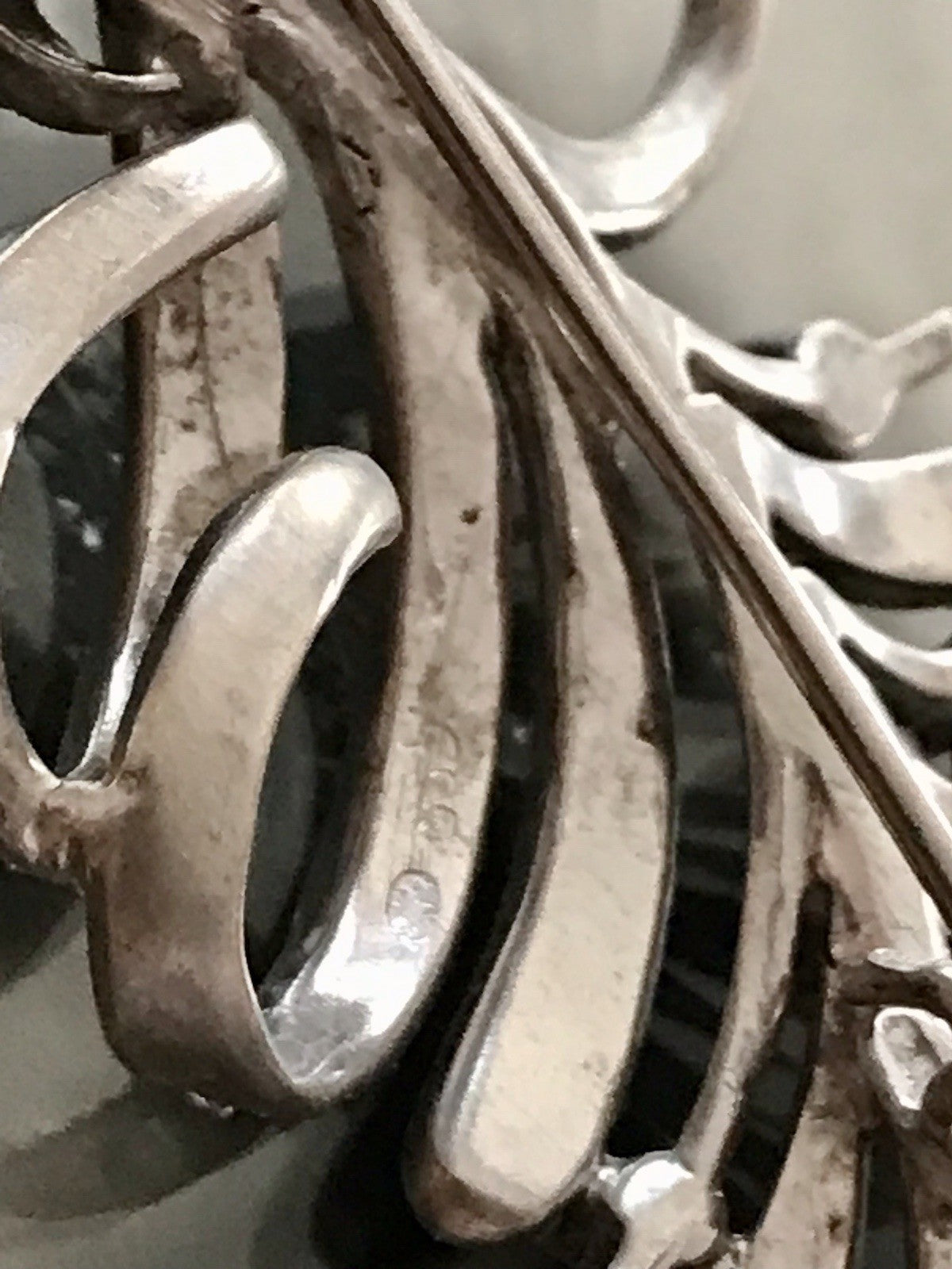 Antik Art Déco Edel prachtvoll Brosche Silber 835 Markasite