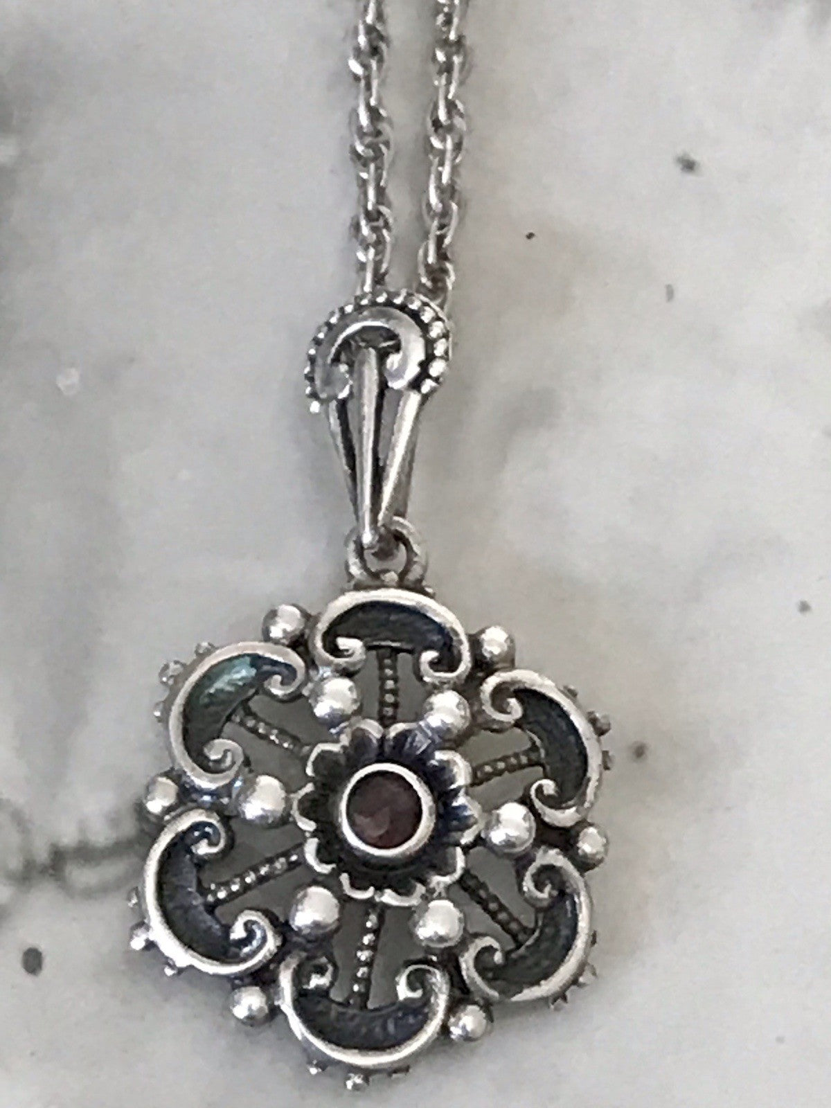 Antik ? Vintage Edel Halskette 925 Anhänger Kettenanhänger Silber 835 Rubin?