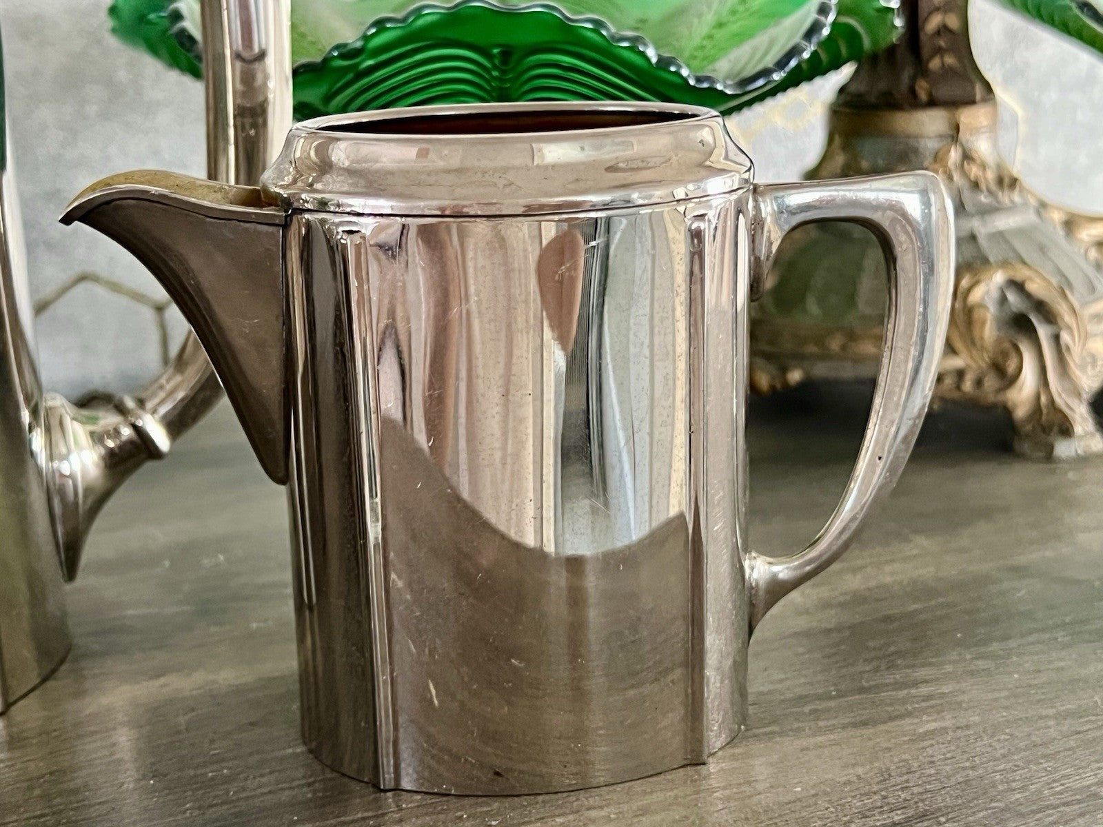 Antik Jugendstil Kaffee Kernstück Zuckerdose Rahmgießer Kanne vernickelt?