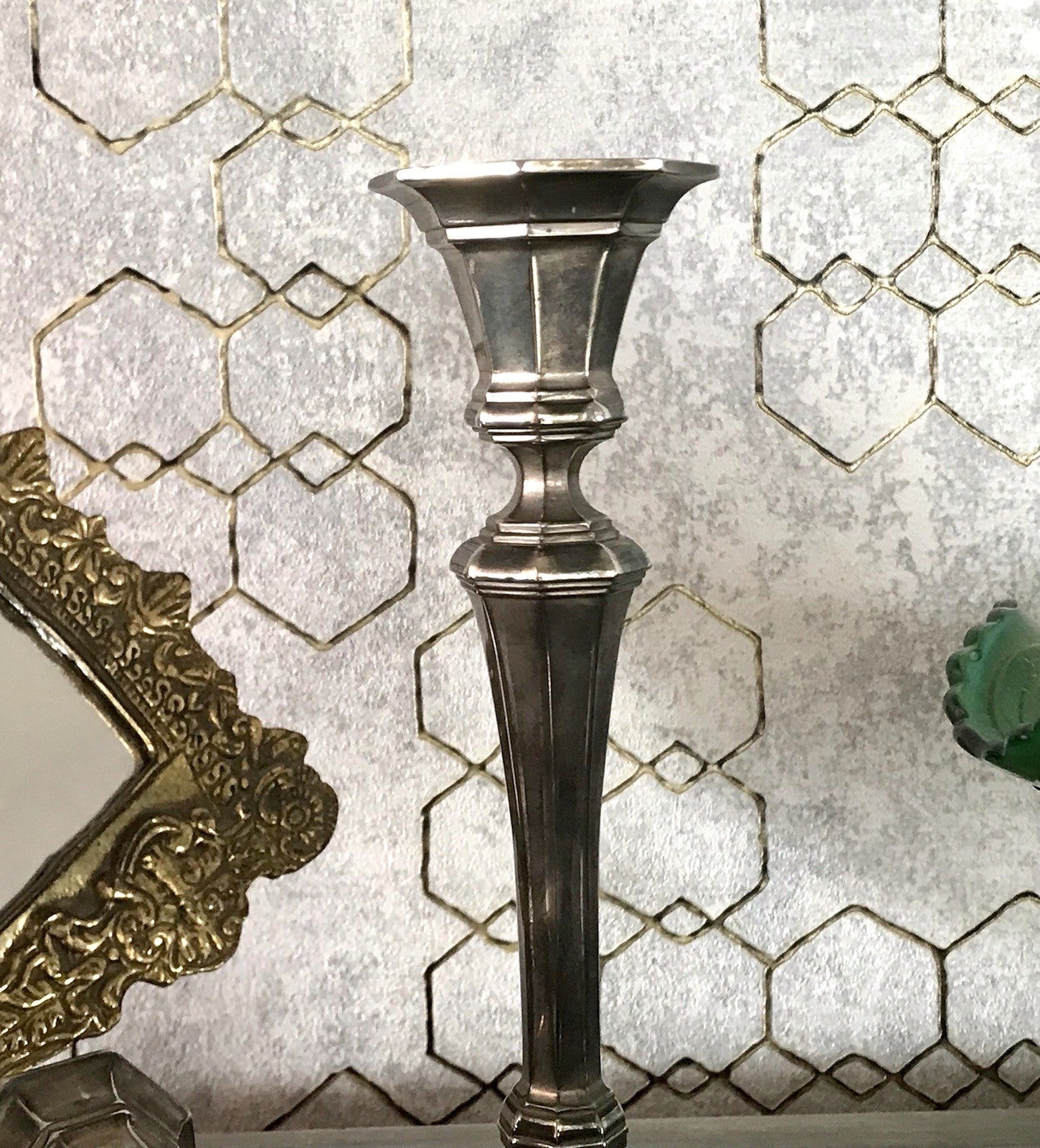 Antik 2 Kerzenleuchter Kerzenständer Art Déco Leuchter versilbert